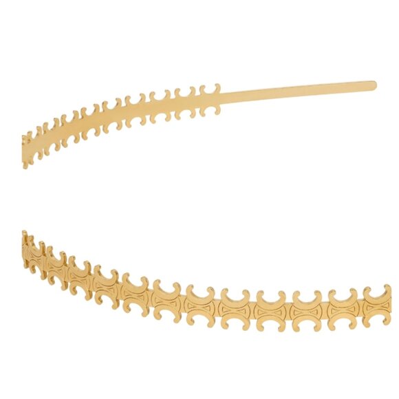 Celine Triomphe Headband In Steel With Gold Finish GOLD - Picture 5 of 8